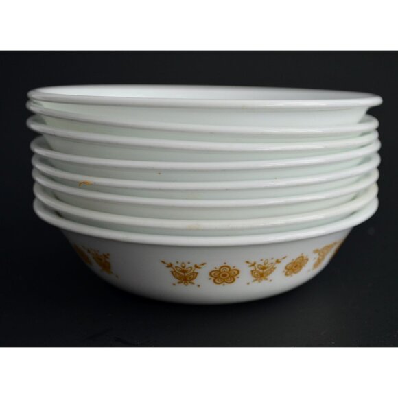 Corelle Golden Butterfly Bowls Lot of 8 Vintage 5 3/8" Diameter - Picture 2 of 4